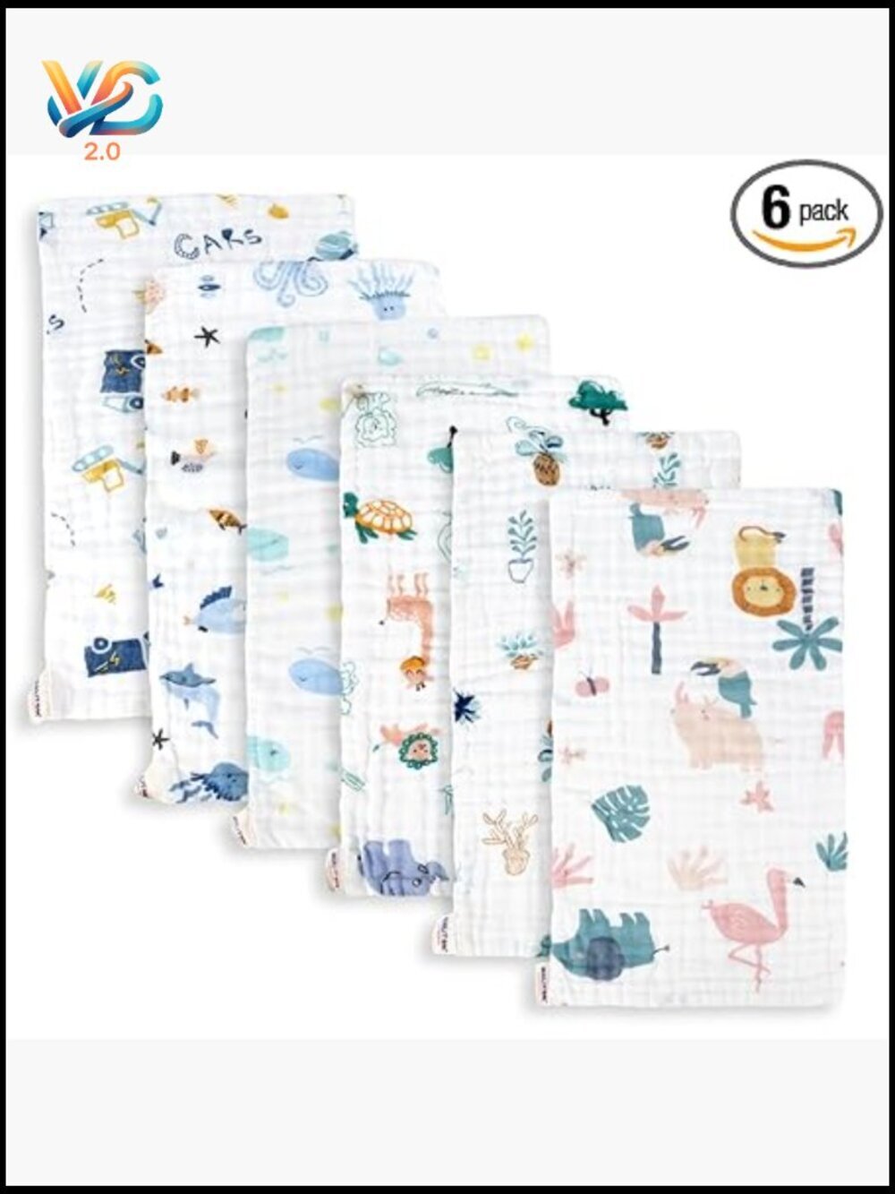 Soft Cotton Baby Burp Cloths 6 Layer Absorbent Muslin Rags Newborn Essential